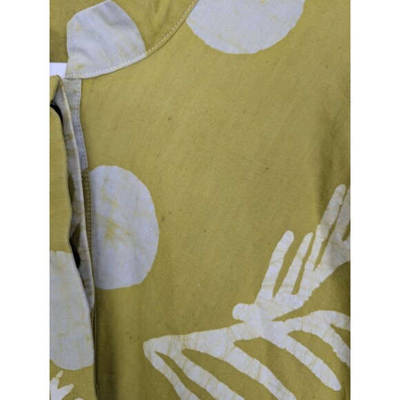 Zuri Kenya Button Front Dress Green Women’s 2X Dot Leaf Print Lagenlook Cotton - Picture 7 of 11